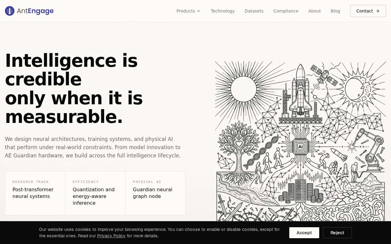 Live homepage screenshot of Antengage.com captured by SEOVally