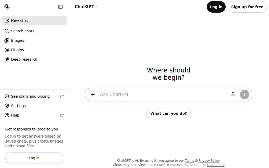 Live homepage screenshot of Chatgpt.com captured by SEOVally