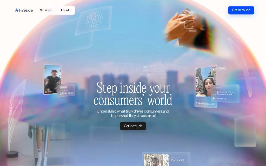 Live homepage screenshot of Fireside.ai captured by SEOVally