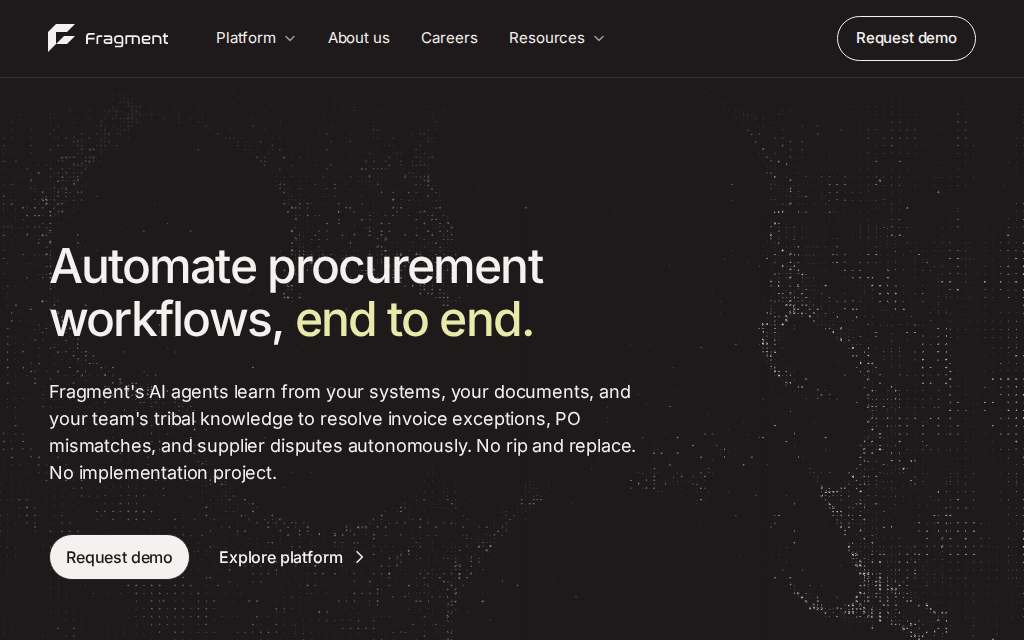 Live homepage screenshot of Fragment.ai captured by SEOVally
