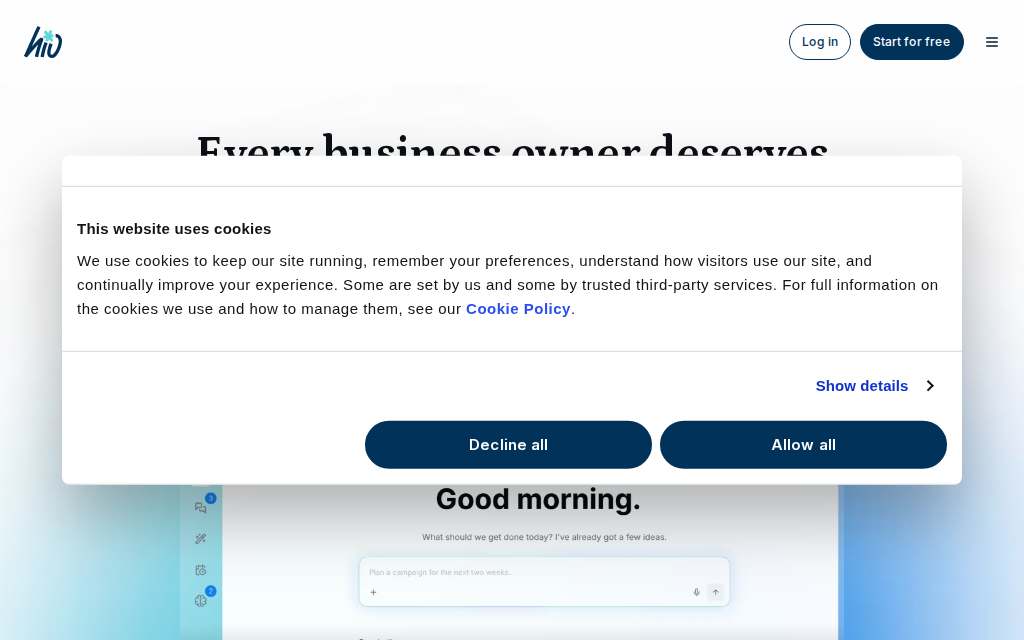 Live homepage screenshot of Hio.ai captured by SEOVally