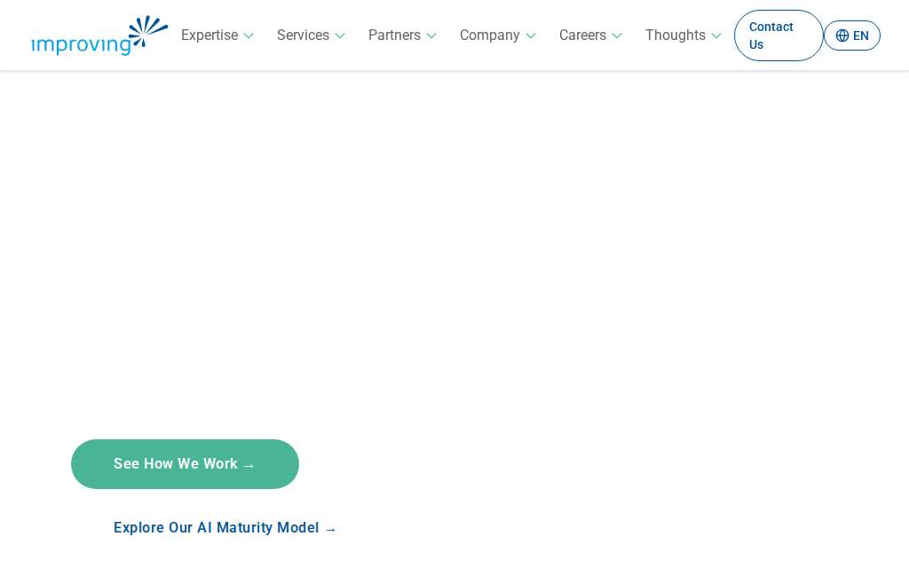 Live homepage screenshot of Improving.ai captured by SEOVally