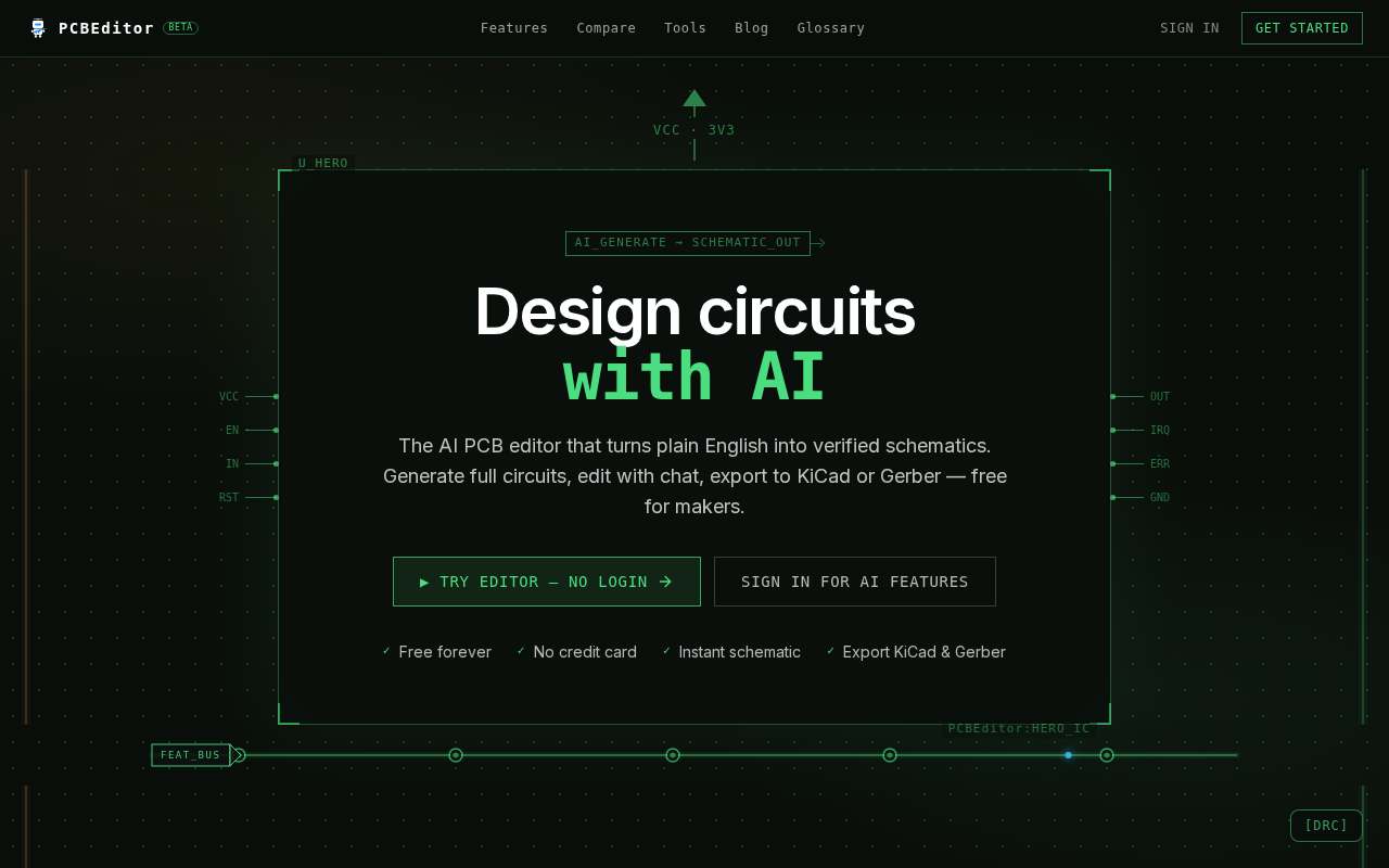 Live homepage screenshot of Pcbeditor.com captured by SEOVally
