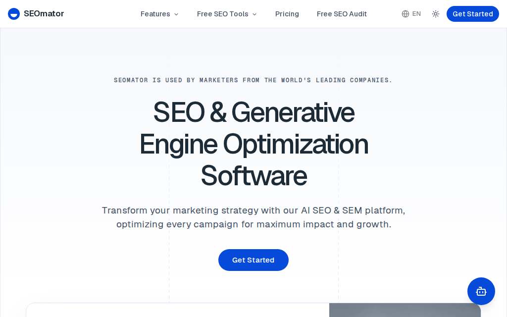 Live homepage screenshot of Seomator.com captured by SEOVally